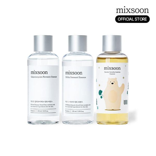 [Mixsoon Official Shop] 3-Layering Essence No.1 Set (3.38 Fl.Oz * 3Ea)ㅣKorean Essence for Glass SkinㅣGalactomyces Ferment Essence + Bifida Ferment Essence + Soondy Centella Asiatica Essence