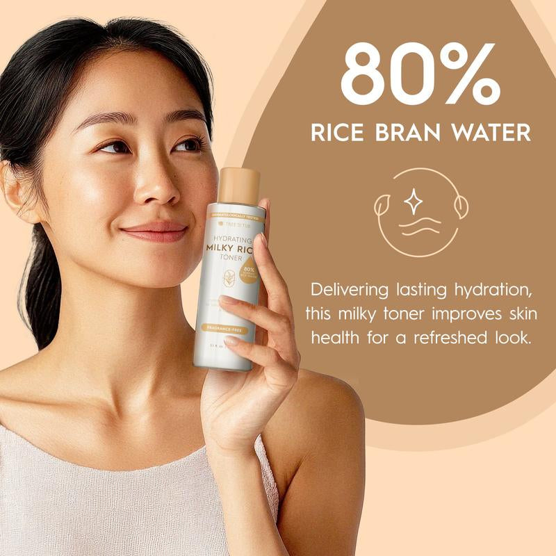 Tree to Tub Hydrating Milky Rice Toner with 80% Korean Rice Bran, Niacinamide & Ceramide – Brightening Skincare for Dry, Dehydrated Skin