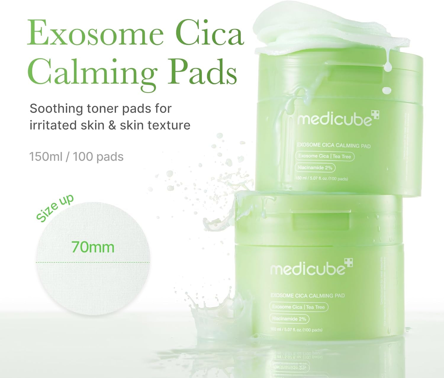 Exosome CICA Tea Tree Calming Toner Pads for Sensitive Skin