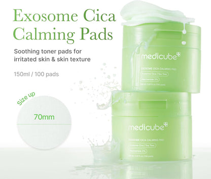 Exosome CICA Tea Tree Calming Toner Pads for Sensitive Skin
