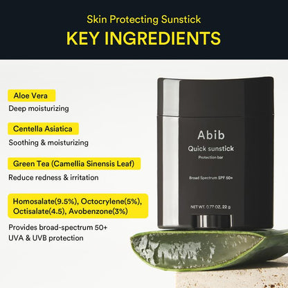 [Abib Official] Abib Quick Sunstick Protection Bar Spf50+｜Lightweight, No Whitecast, Overthemakeup, Korean Skincare, Ceramide, Facial Sunscreen Stick